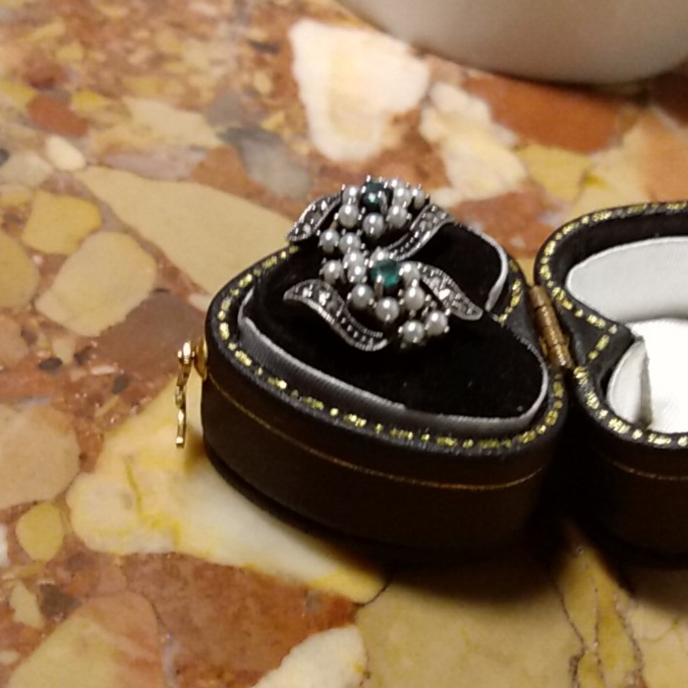 Genuine Emerald and Pearl Earrings